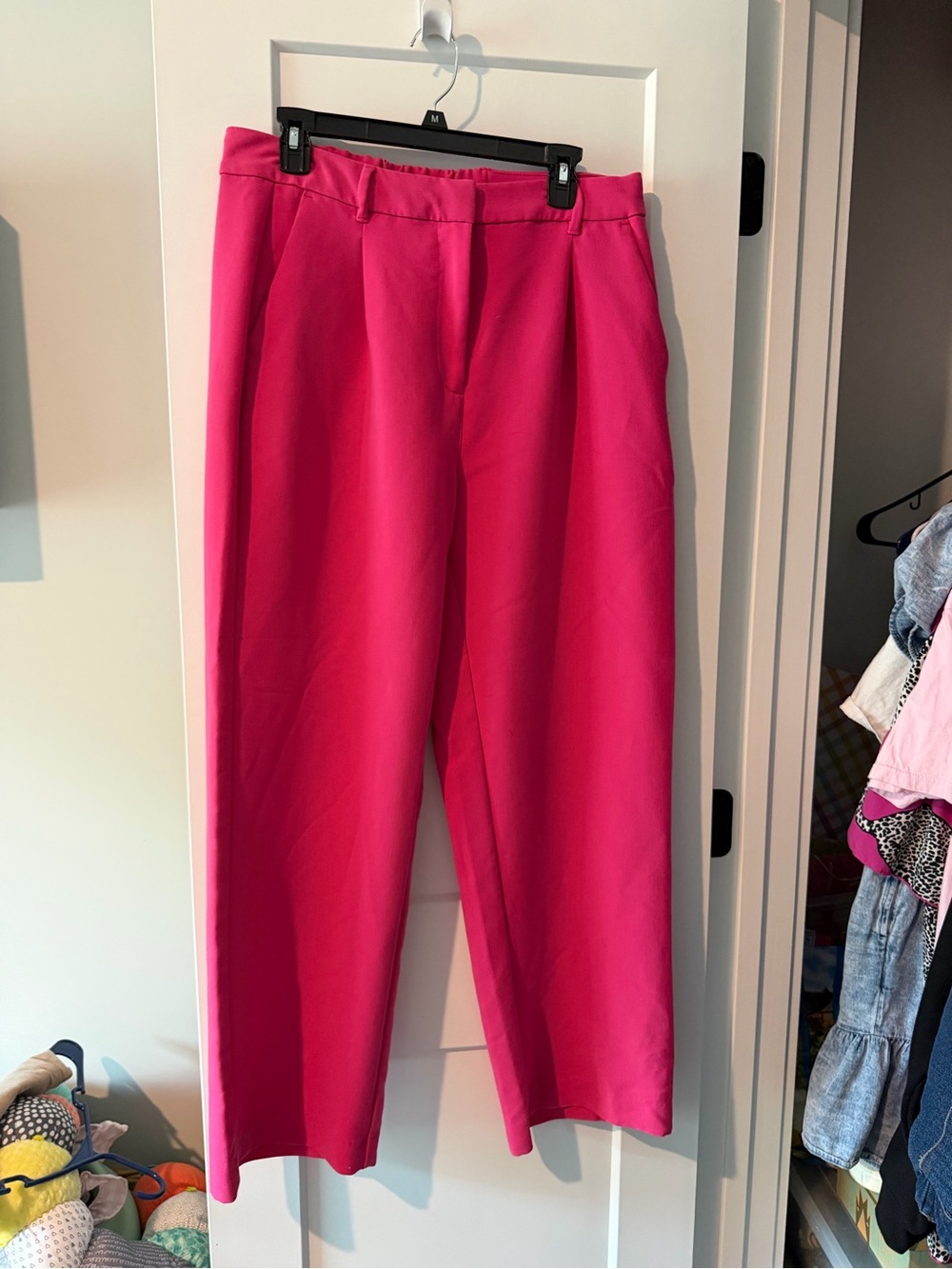 Classic High-Waist Wide-Leg Pants — Hot Pink
